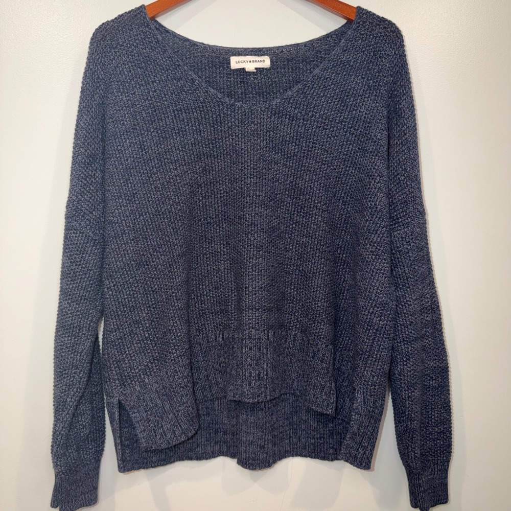 Lucky Womens Sweater Large‎ Boho Cottagecore Textured Knit Winter V Neck